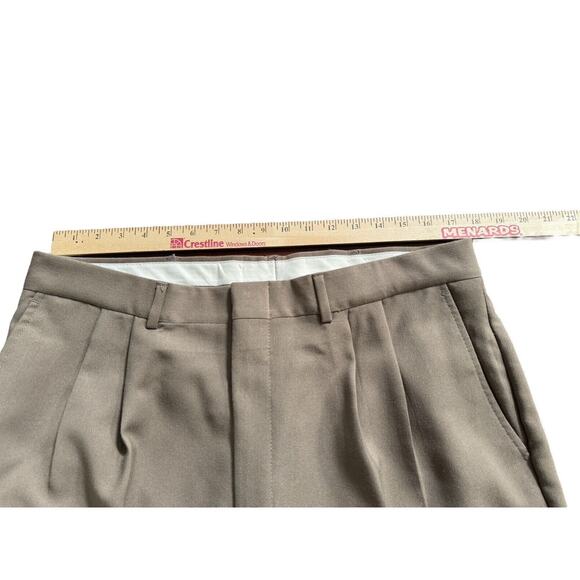 VTG Flex Slax Brown Pleated Perma Prest Pants Size 36 X 29 Sears Career READ - Picture 6 of 7
